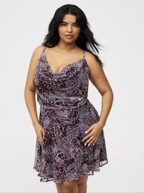 Torrid Cross Back Leopard In Motion Gray Mini Dress Plus Size 00 X Nwt
